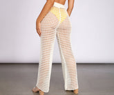 Pantalon large taille haute au crochet